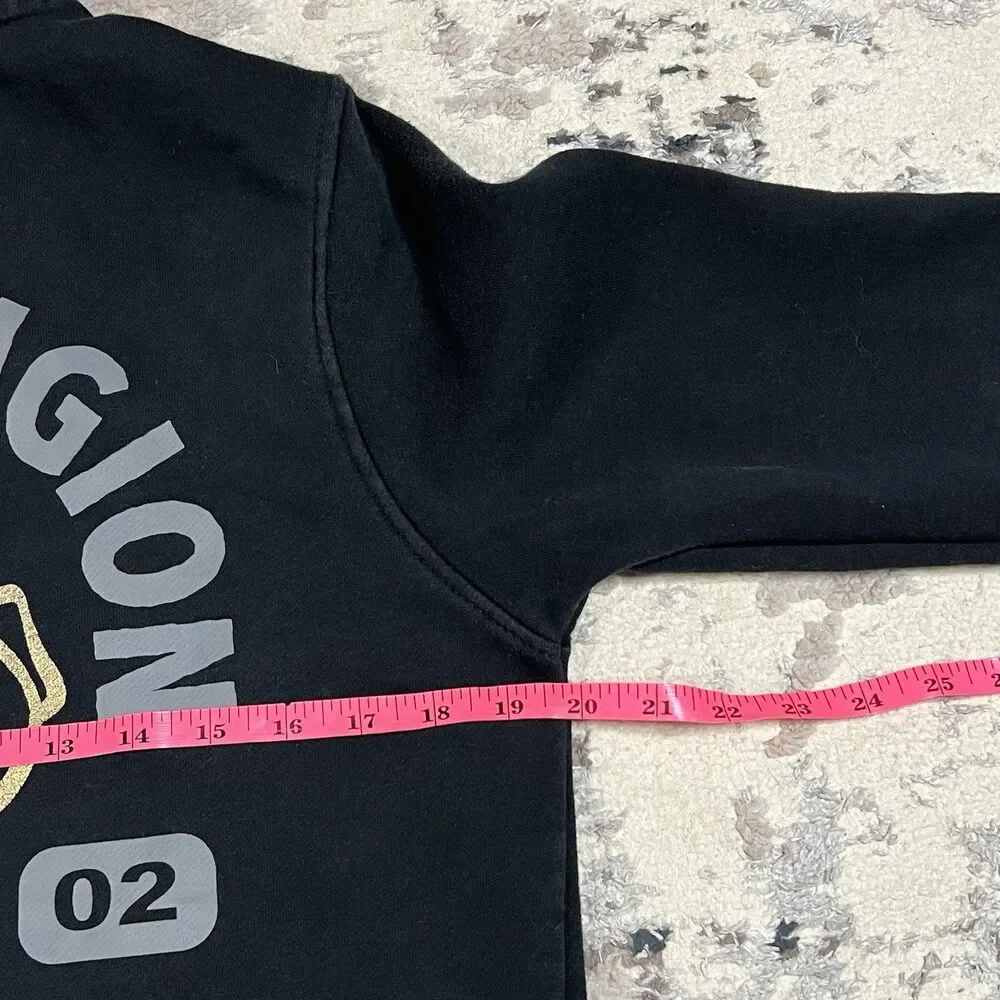 TRUE RELIGION Jeans Black Full Zip Hoodie Buddha Foil Gold Men Sz L Fashion